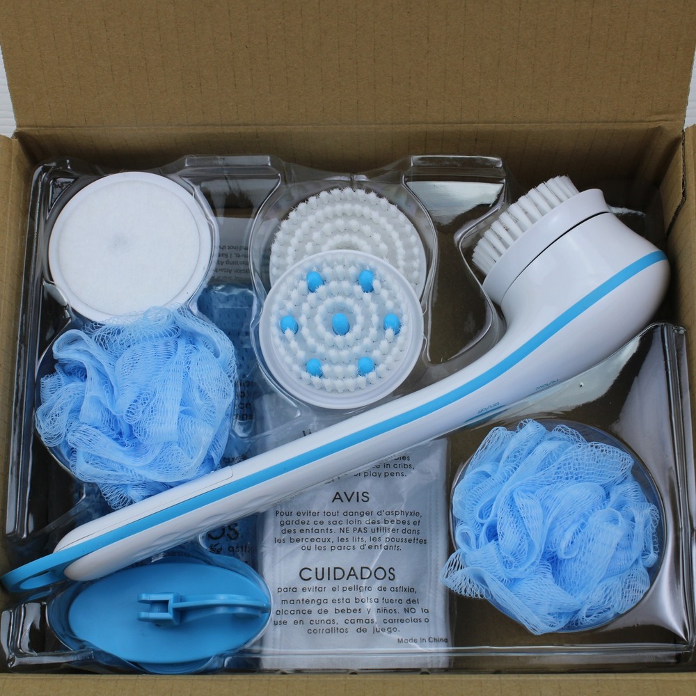 Idea Village Spin Spa Electric‎ Body Brush Set White Blue SPSPAWH